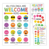 4 Carteles Educativos De Colores Niños Sobre Emociones...