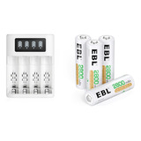 4 Pilas Ebl Doble Aa Recargables 2800mah + Cargador Usb 