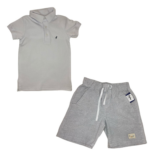 Conjunto Bermuda Sarja + Camisa Gola Polo Infantil Premium