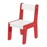 Cadeira Cadeirinha Infantil Vermelha Em Madeira Brinquedo