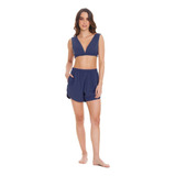 Salida De Baño Crop Top Azul Chamela 42745