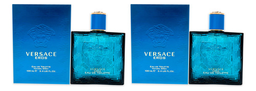 Perfume Versace Eros Edt 100 Ml Para Hombre, Paquete De 2