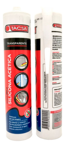 Silicona Acética Tacsa Transparente, Blanco, Negro 280ml X 6