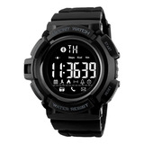 Reloj Hombre Skmei 1245 Bluetooth Pedometro Alarma Digital Malla Negro Bisel Negro Fondo Negro