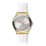 Swatch Irony Whiteliner Plata Esfera Blanca De Goma Del Relo