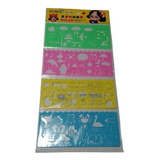 Reglas Stencil Dibujos X 4 Unidades Scrapbooking Martinez