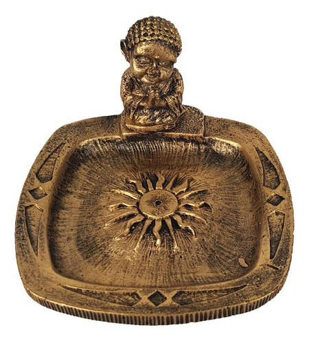 Incensário Quadrado Buda Dourado