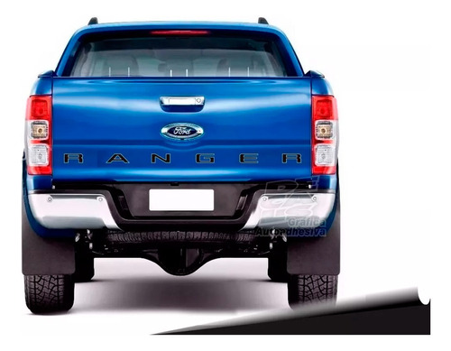 Calco Ford Ranger Portón Negro Borde Gris Plata