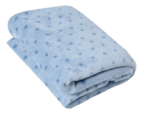 Cobertor Microfibra Bebê Poá Enxoval Luxo Cor Azul
