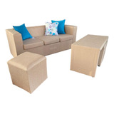 Combo 3 En 1 Sillon 3 Cuerpos +   Mesa Puente + 2 Puff