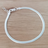 Pulsera Chata Flexible Regulable Mosquetón Plata 925 19cm 