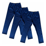 Kit 3 Calças Legging Cotton Escolar Menina Azul Marinho