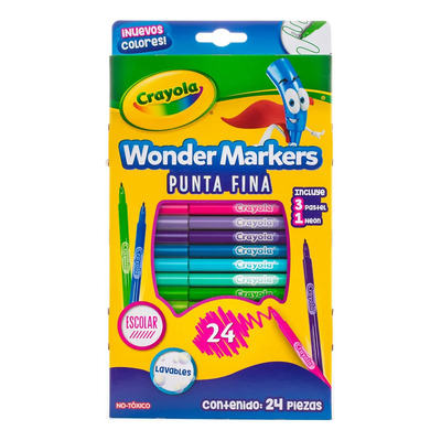 Marcadores WONDER MARKERS Punta Fina 24 Piezas Crayola | MercadoLibre