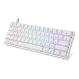 Teclado Gamer Hk Gaming Gk61 Qwerty Inglês Us Cor Branco Com Luz Rgb