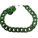 Collar De Cadena De Eslabones Cubanos De Acr Lico Verde Met