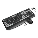 Combo De Teclado Y Mouse Inalámbrico, Teclado Ergonóm...