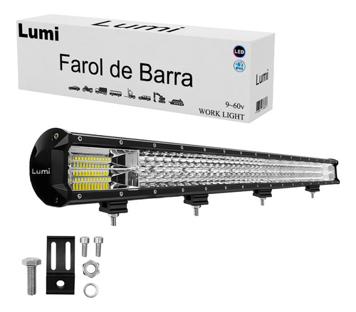 Refletor Holofote Luminaria Farol 612w Barra Cor Da Carcaça Preto Cor Da Luz Branco Frio 12v/60v Bivolt