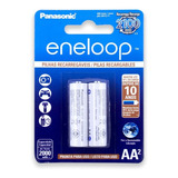 2 Pilhas Eneloop Aa 2000mah Panasonic Recarregável 1 Cartela