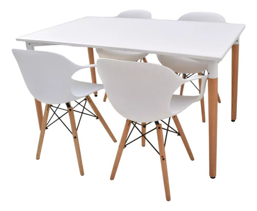 Combo Comedor Eames Mesa 1.40 X 0.80 Sillon Eames X4 