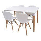 Combo Comedor Eames Mesa 1.40 X 0.80 Sillon Eames X4 