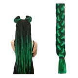 Trenza Para Decoración Extensión Peinado 58cm Verde