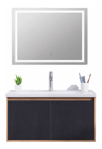 Mueble De Baño Cuarzo Incluye Espejo Luz Led Grifería Cromo