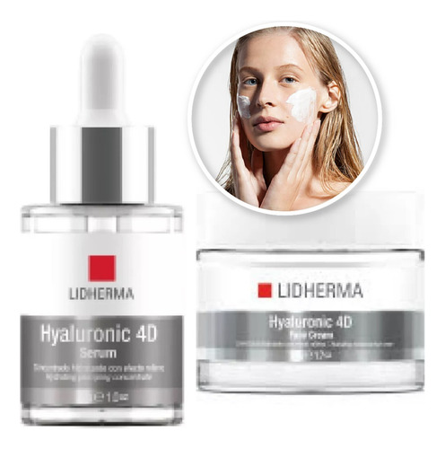 Crema Facial + Serum Hialurónico Kit Hyaluronic 4d Lidherma