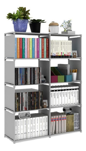 Librero Y Mueble Organizador Cubos Multiuso Ahorra Espacio Color Gris
