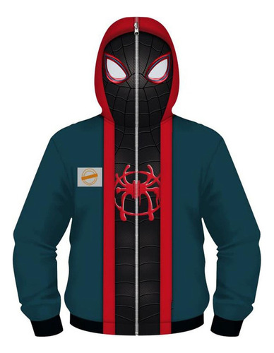 Sudadera Spiderman Miles Morales Cremallera Cosplay Niños