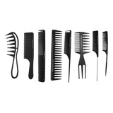 8 Kit Peine Peluquería Estilismo Profesional Barbería Baregk Color Negro