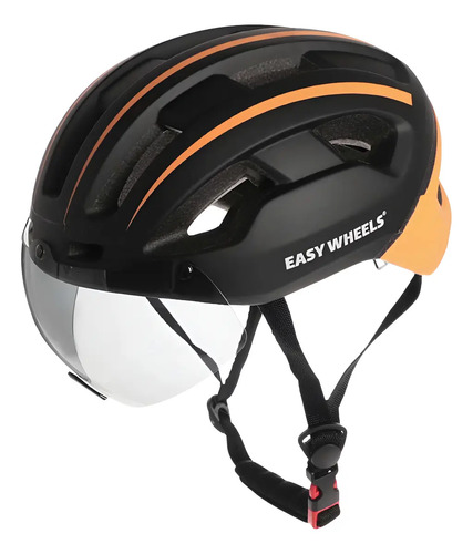 Casco Bicicleta -con Lente Protector Luz Led Trasera