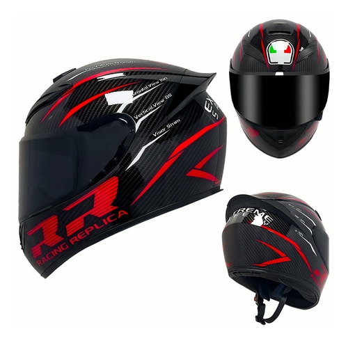 Casco Para Motociclista Abatible Deportivo Montando