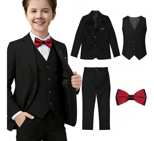 Alta Calidad Trajes Para Niños Slim Fit Con Chaleco 4 Piezas