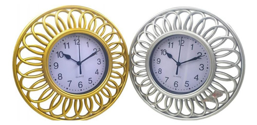 Reloj De Pared Vintage Espiral Redondo Dorado Plateado 