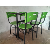 Mesa 90×60 Reforzada Con 4 Sillas Karla Color(verde Manzana)