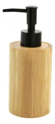Dispenser De Jabon Liquido Circular De Bamboo Color Madera/negro