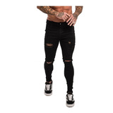 Calça Masculina Jeans Rasgada Lycra Premium Destroyed Skinny