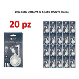 20pz Cable 1hora Usb A V8 Cab219 Blanco