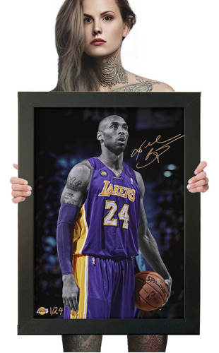 Quadro Kobe Bryant Lenda Basquete Poster Moldurado 60x42 A2