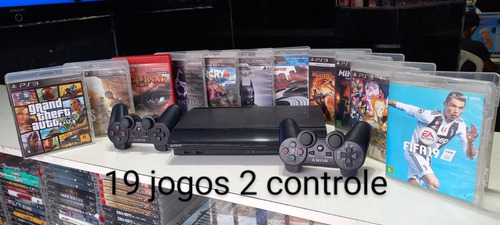 Ps3 Super Slim Com 2 Controle Play 3 Com Jogos Nf-e Garantia