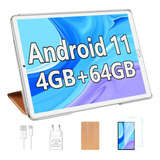Yestel Oro Tablet 10 Pulgadas Con 4gb Ram 64 Gb Rom Tf 1 Tb Android 11 Hd Wifi Cuerpo De Metal Con Funda Teclado Ratón Bluetooth 5.0 Octa-core 2.0 Ghz Camara 5mp+8mp Gps 6000mah