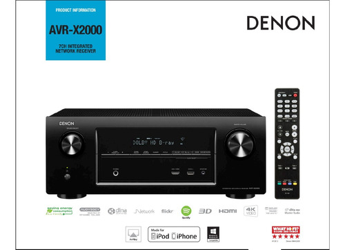 Receiver 4k Denon Avr-x2000 7.1 Internet App