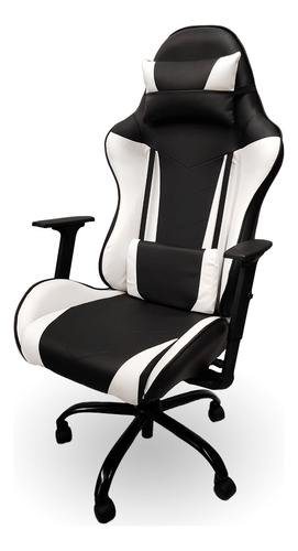 Silla De Escritorio Mrb Dg Gamer Pro Basic  Negra Y Blanca Con Tapizado De Cuero Sintético