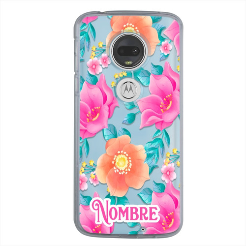 Funda Motorola Flores Rosas Personalizada Con Tu Nombre