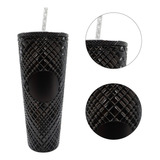 Vaso Doble Pared Termo Studded 24oz Tapa Popote Wellspring Color Negro Brilloso Diamante