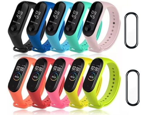 Correa Para Xiaomi Mi Band 3/4 Silicona 10 Piezas +2 Micas