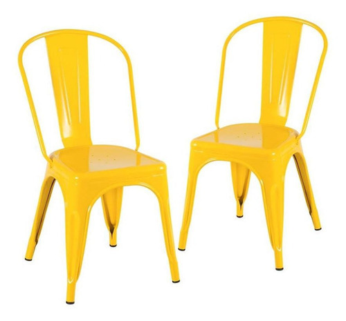 2 Cadeiras Iron Tolix Aço Metal  Industrial Vintage Cores Cor Da Estrutura Da Cadeira Amarelo