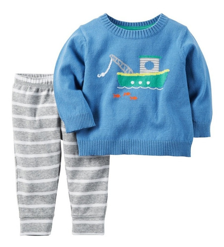 Carters!!! Conj. 2 Piezas Sweater Y Pantalón. Barco. T/12 M.