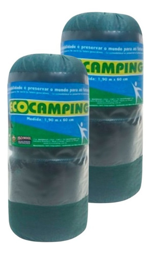 Kit 2 Colchonete Camping Acampar Retiro Solteiro Ecocamping Cor Verde Liso