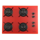 Fogão Cooktop A Gás Fornello 4 Bocas Vermelho Bivolt